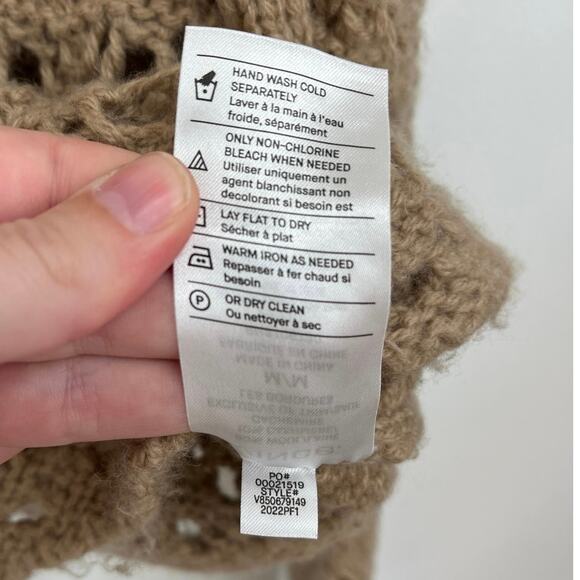 VINCE. Crochet Open Knit Wool Cashmere Luxury Cardigan Amber Light - Medium - Picture 9 of 10